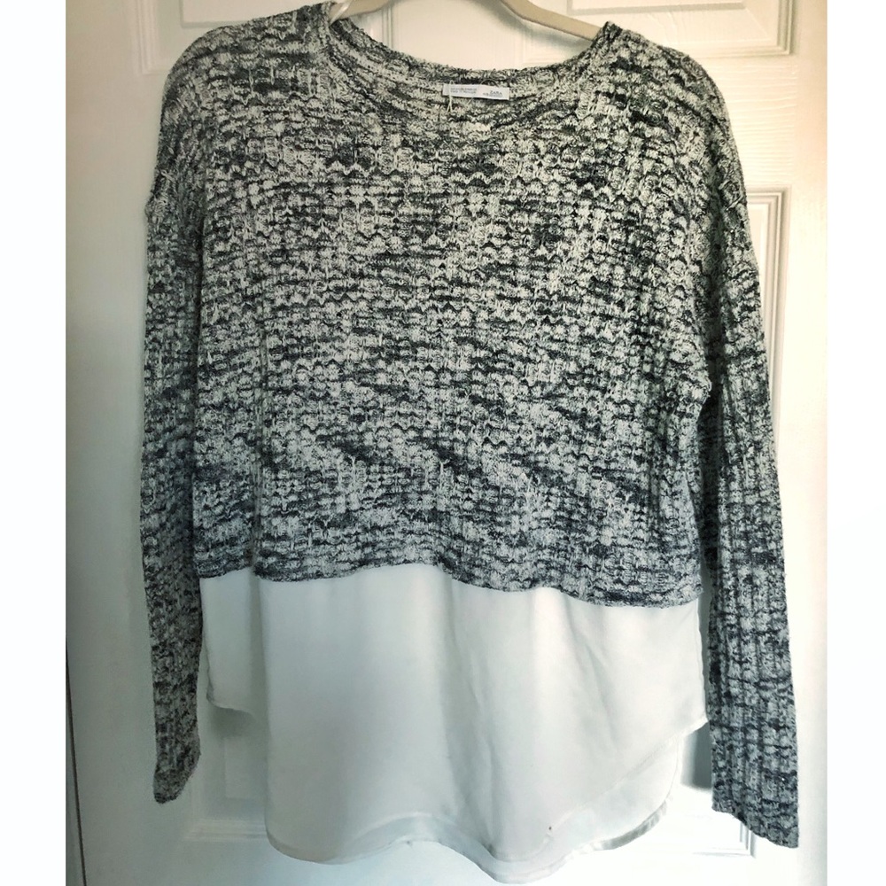 Zara grey and white knit sweater